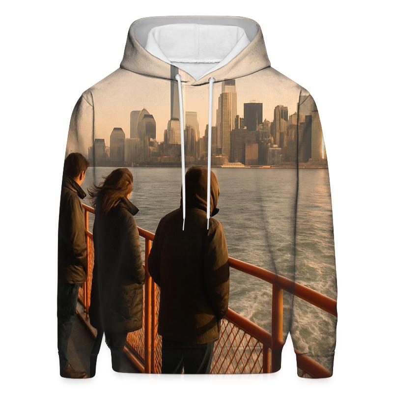 Staten Island Ferry Deck Skyline Crossing printed hoodies