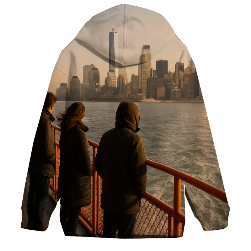 Staten Island Ferry Deck Skyline Crossing printed hoodies