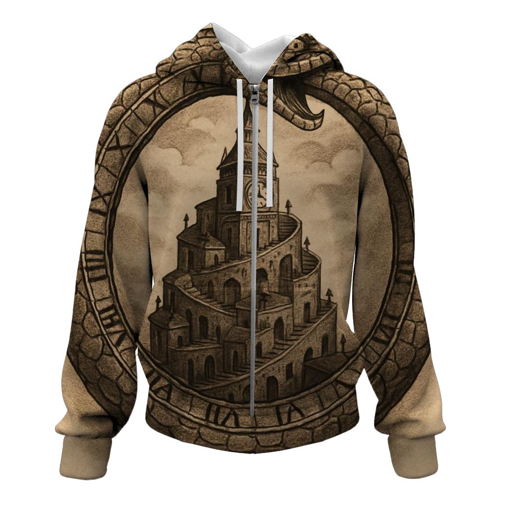 Clocktower City Ouroboros graphic hoodies