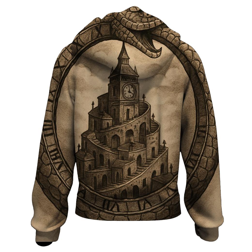 Clocktower City Ouroboros graphic hoodies