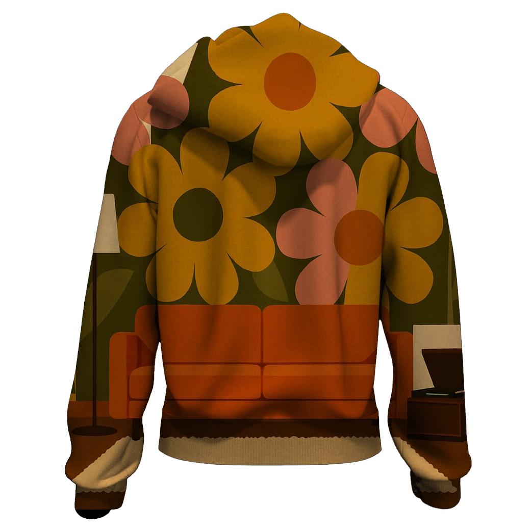 Flower Pattern Living Room zip-up hoodies