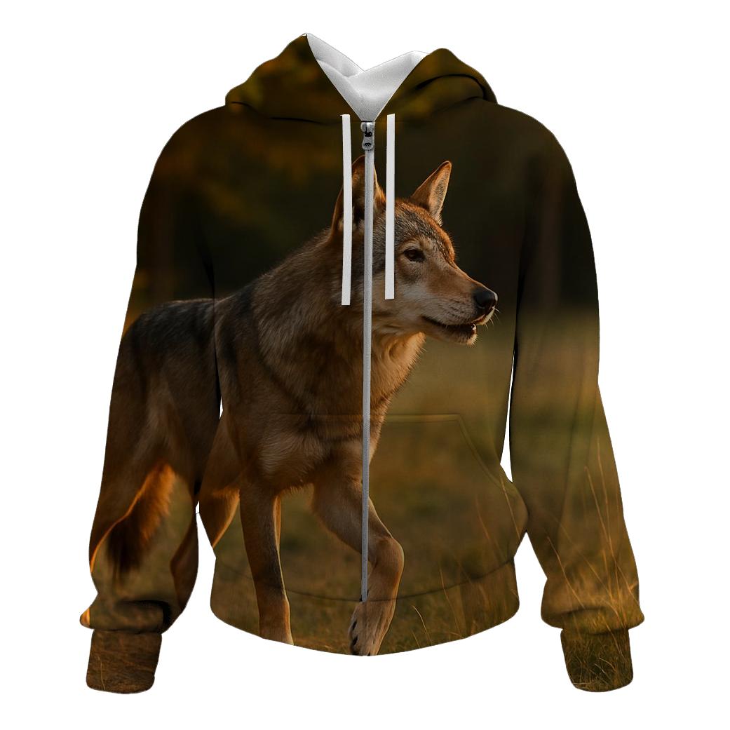 Forest Edge Wolf Listening To Distant Howl heavyweight hoodies