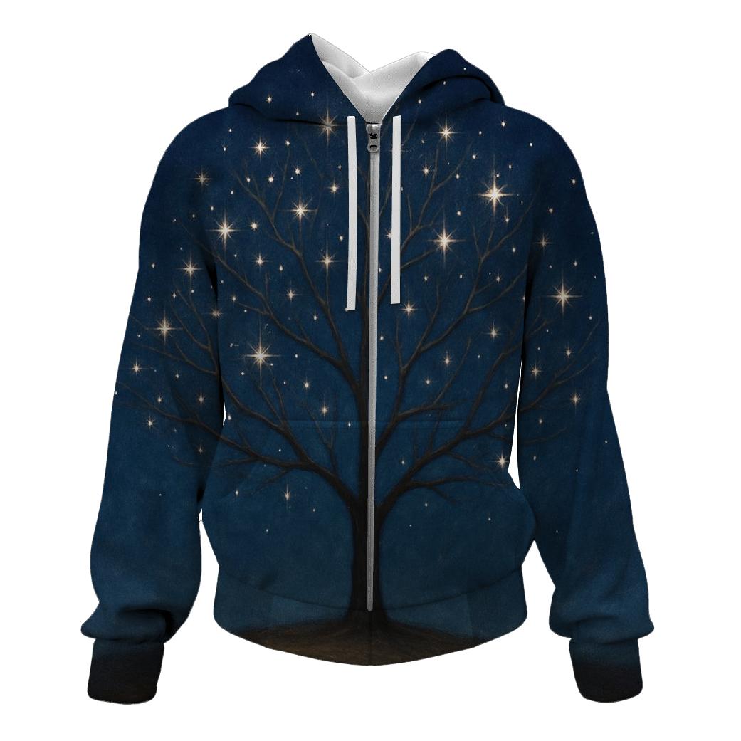 Starlit Tree Of Whispers zip-up hoodies
