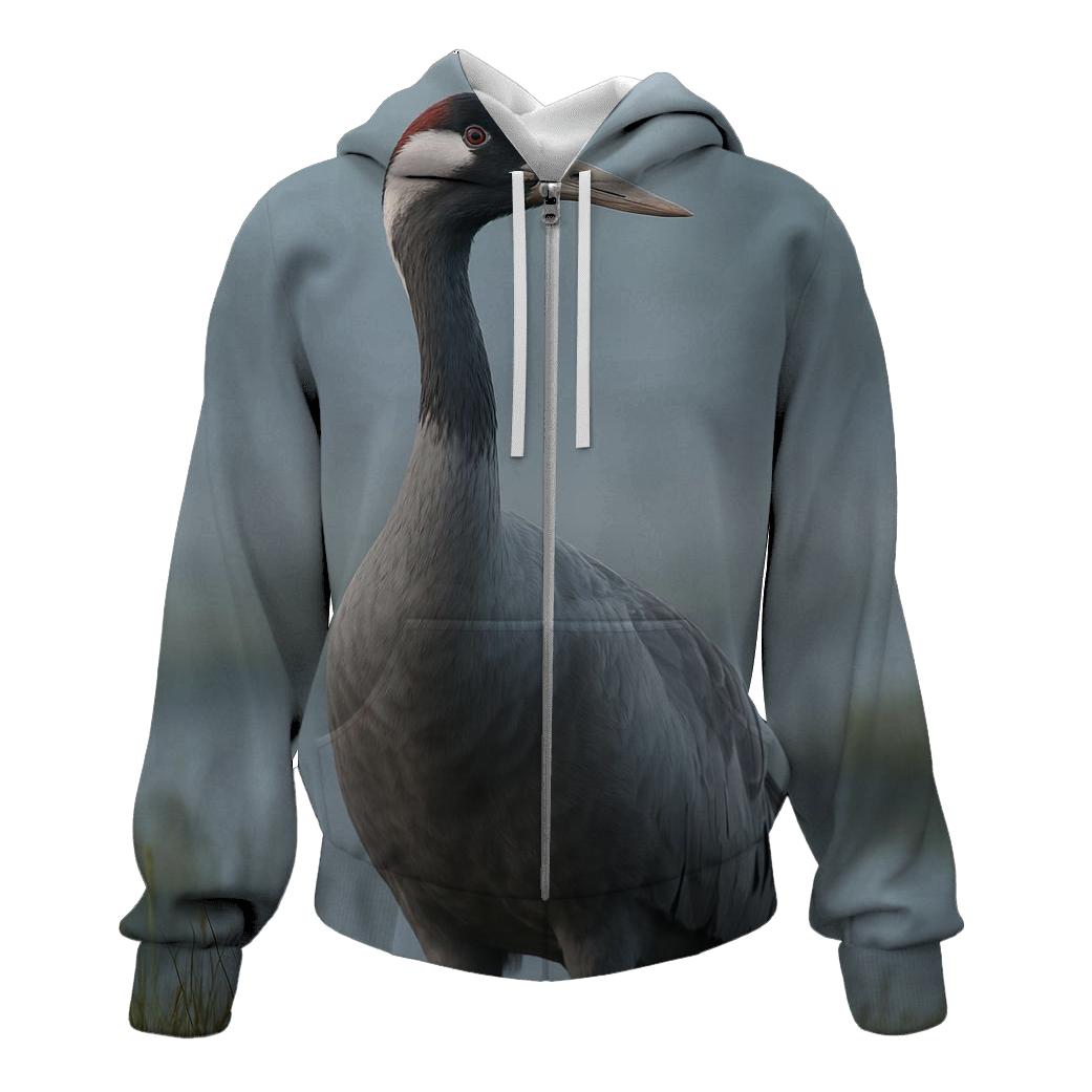 Bog Sentinel Common Crane graphic hoodies