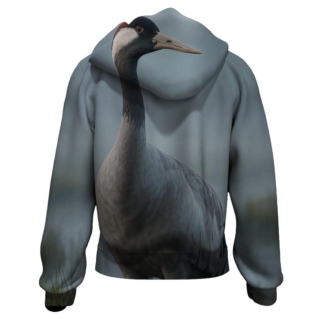Bog Sentinel Common Crane graphic hoodies