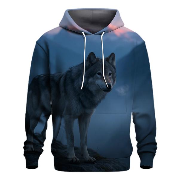 Alpine Wolf On Precipice At Dawn graphic hoodies