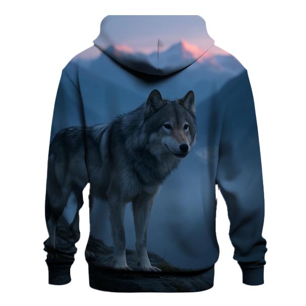 Alpine Wolf On Precipice At Dawn graphic hoodies