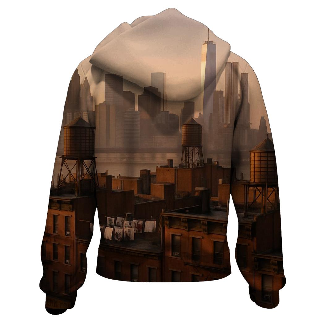 Chinatown Rooftop Sunrise Over Fiery Brick printed hoodies