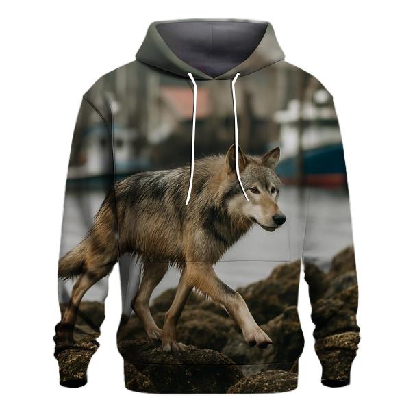 Harbor Front Wolf At Low Tide printed hoodies