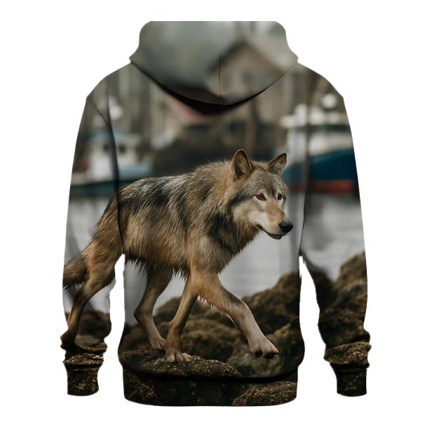 Harbor Front Wolf At Low Tide printed hoodies