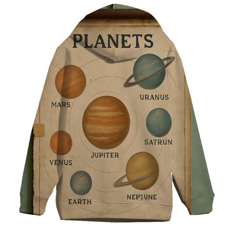 Vintage Classroom Solar System Chart printed hoodies