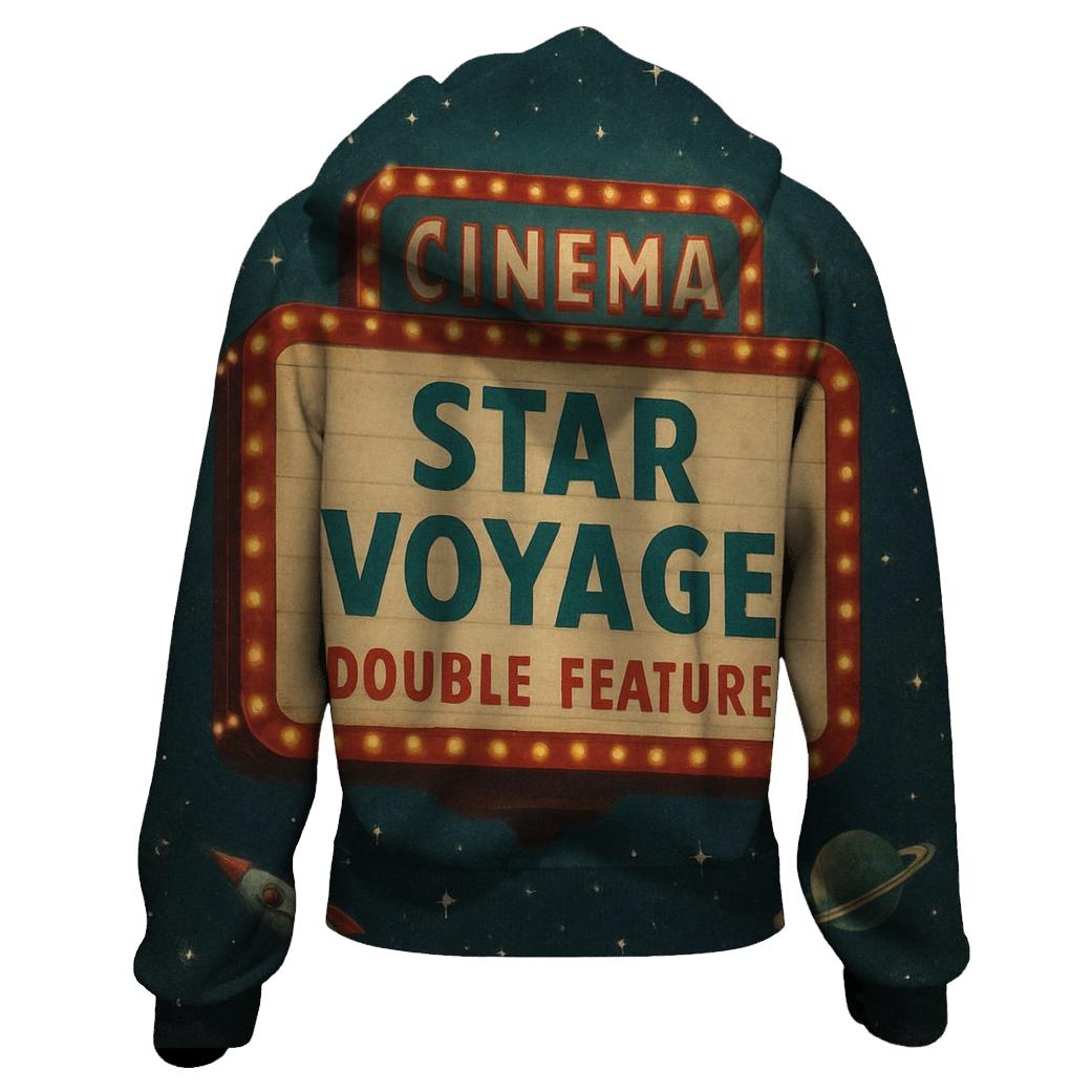 Retro Cosmic Cinema Marquee embroidered hoodies