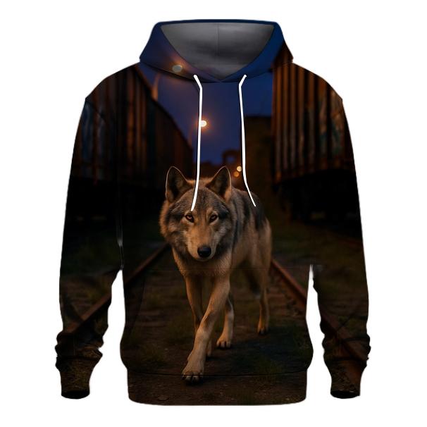 Urban Rail Yard Wolf At Dusk pullover hoodies