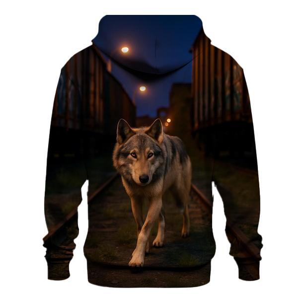 Urban Rail Yard Wolf At Dusk pullover hoodies