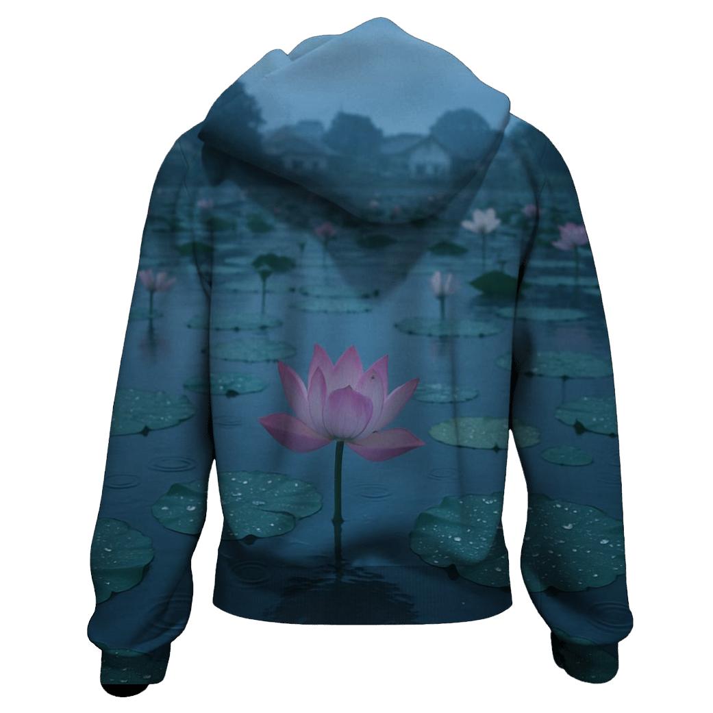 Monsoon Lotus Pond At Dusk heavyweight hoodies