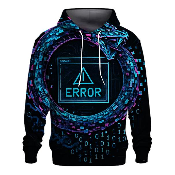 Digital Glitch Ouroboros graphic hoodies