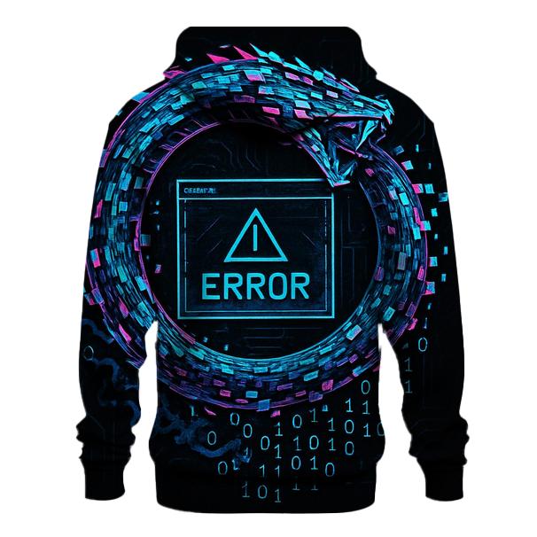 Digital Glitch Ouroboros graphic hoodies
