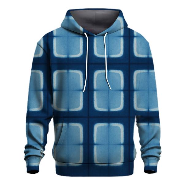 Indigo Itajime Window Grid zip-up hoodies