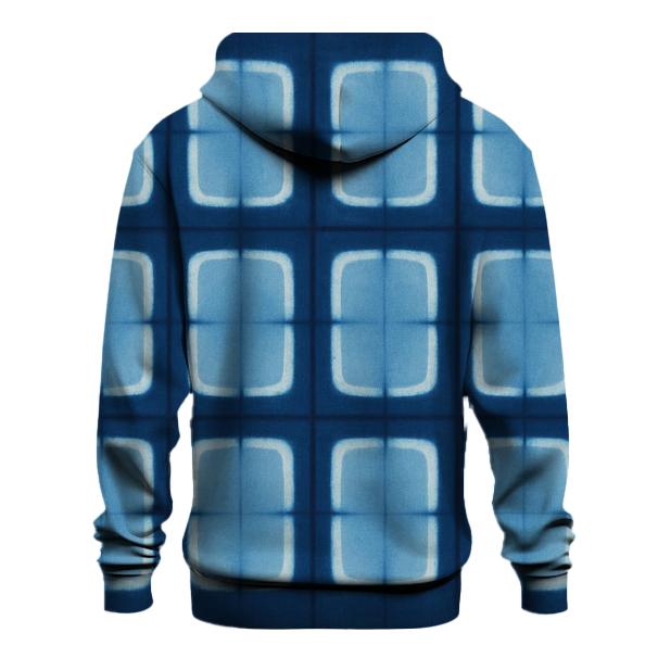 Indigo Itajime Window Grid zip-up hoodies