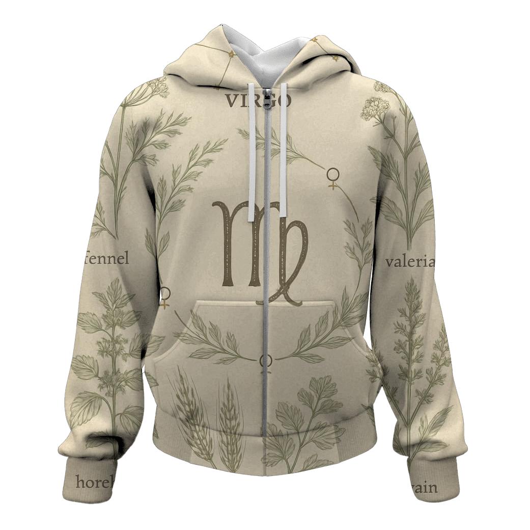 Virgo Celestial Herbarium Chart lightweight hoodies