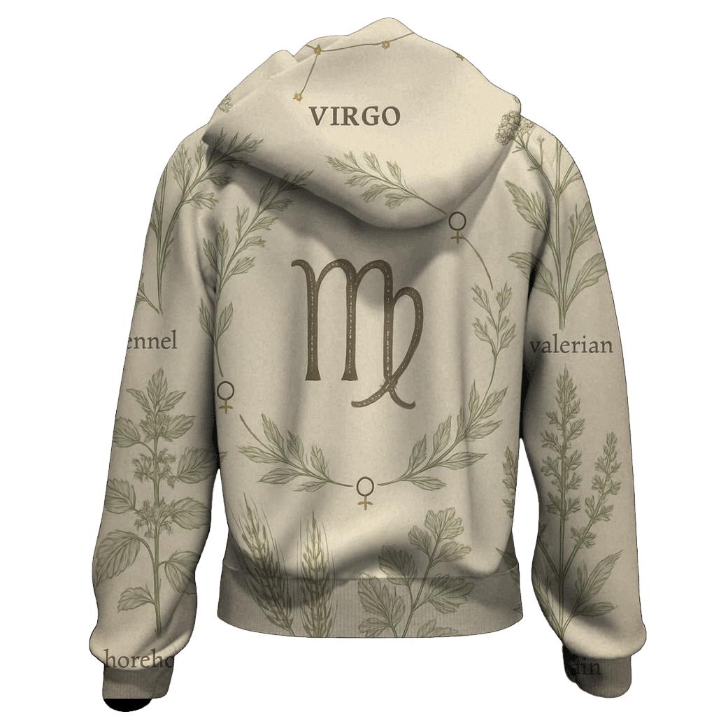 Virgo Celestial Herbarium Chart lightweight hoodies