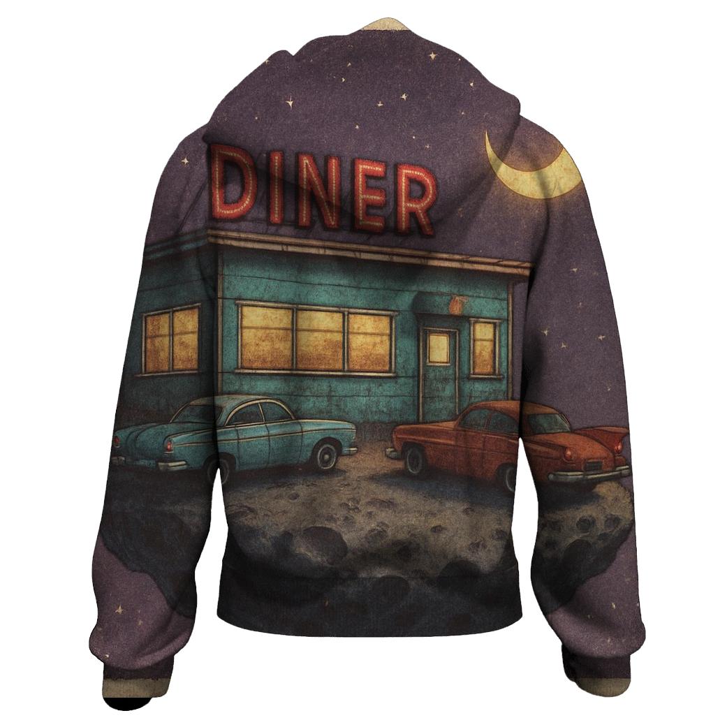 Rustic Moonshine Diner In Space embroidered hoodies