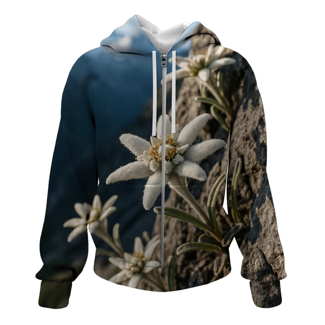 Wild Alpine Edelweiss On Rocky Ledge lightweight hoodies