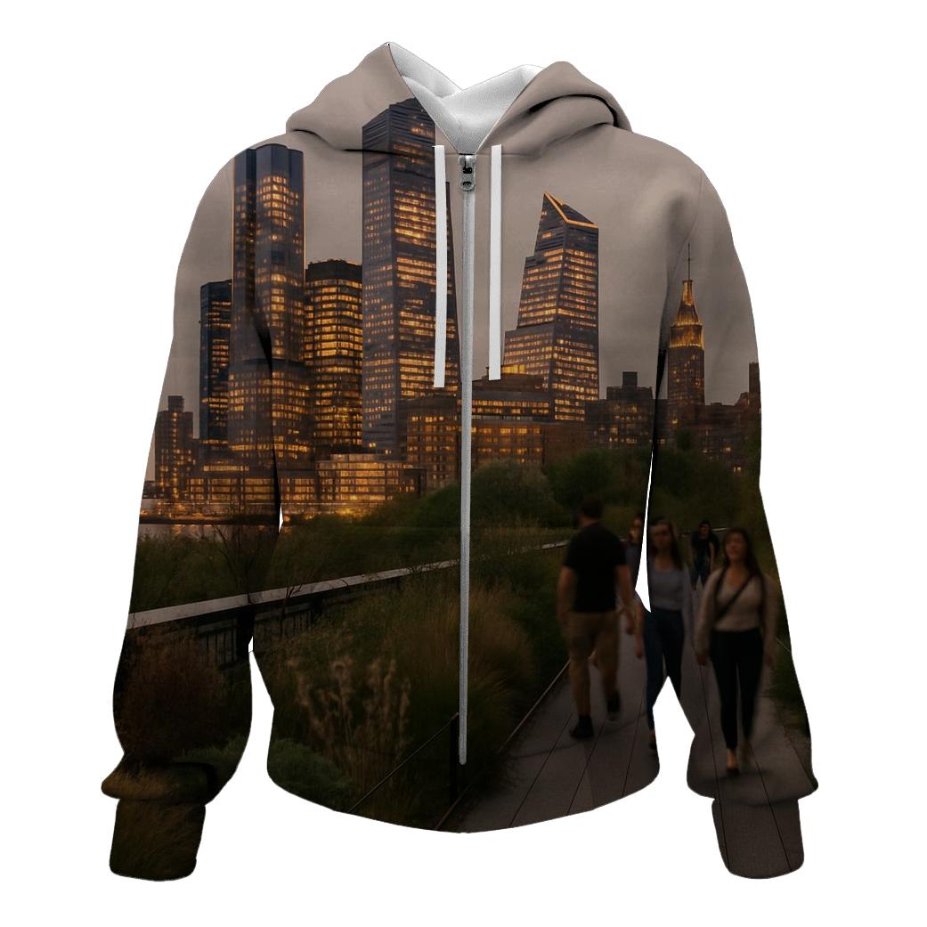 High Line Twilight Over West Side Towers heavyweight hoodies