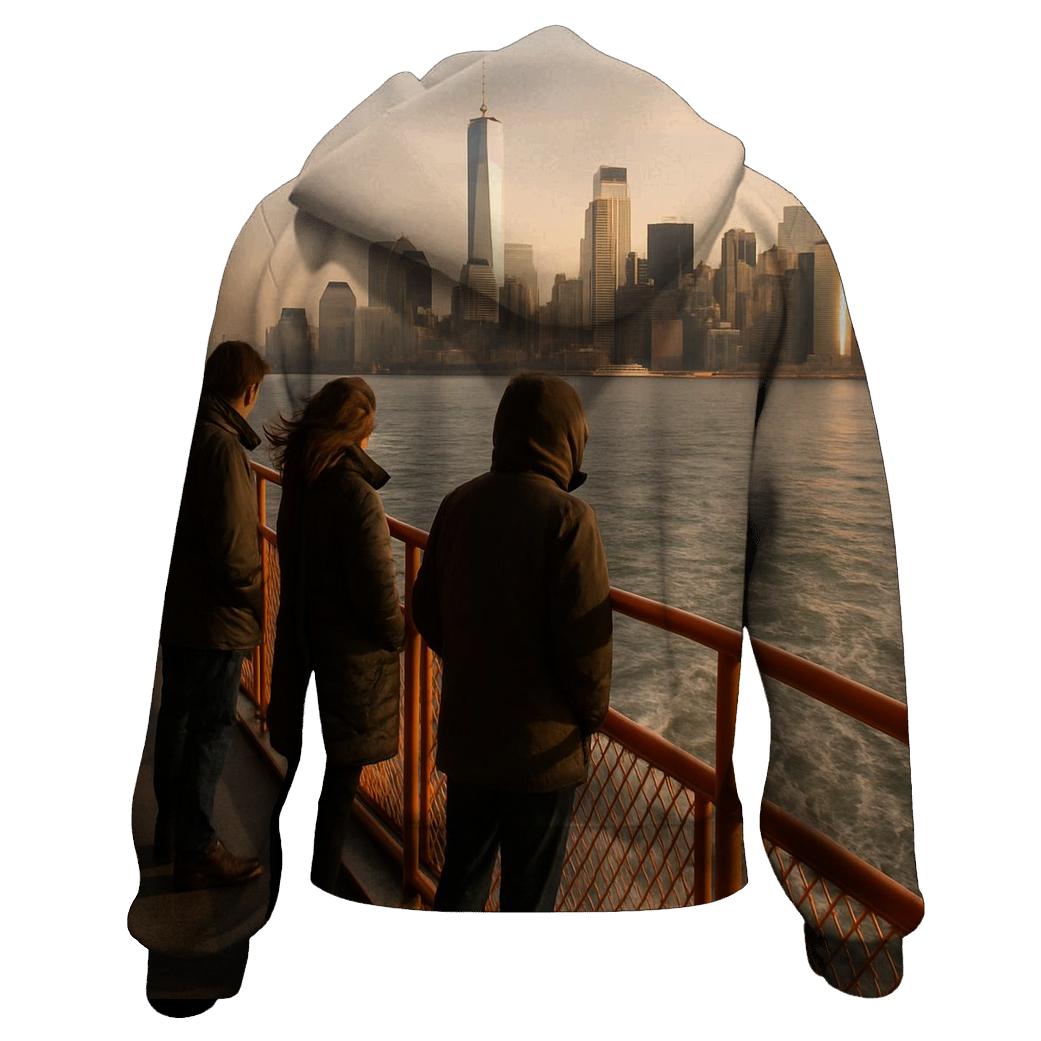 Staten Island Ferry Deck Skyline Crossing zip-up hoodies