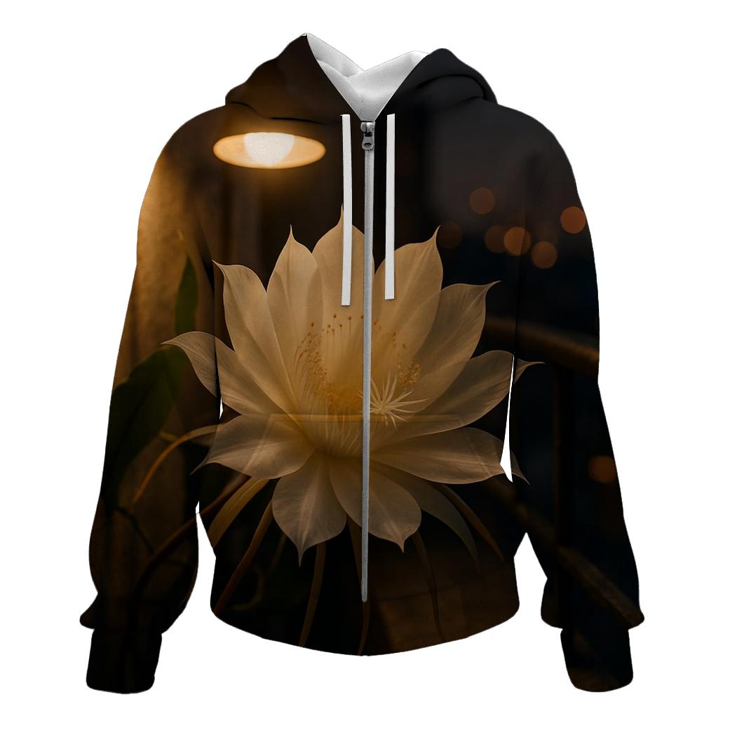 Night Blooming Cereus On City Balcony embroidered hoodies