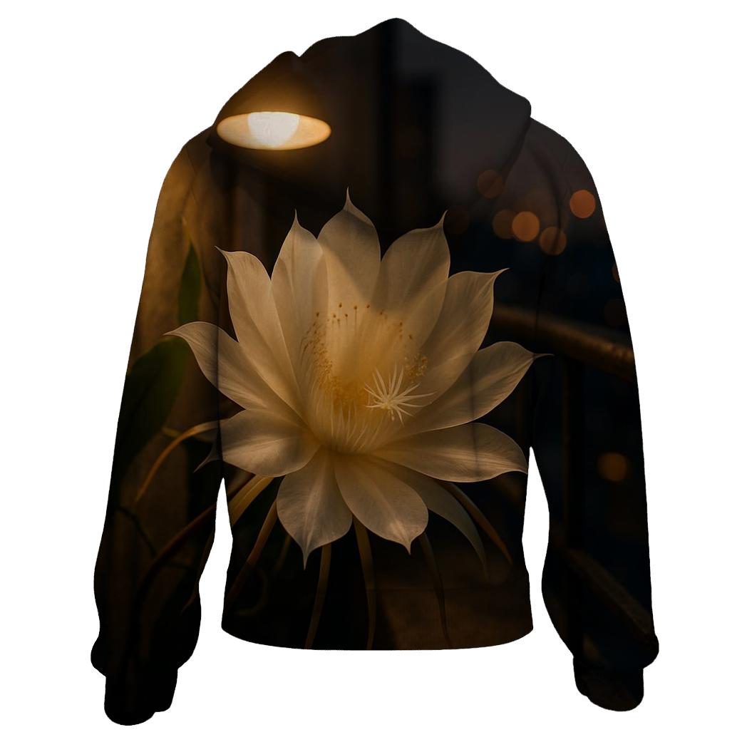 Night Blooming Cereus On City Balcony embroidered hoodies