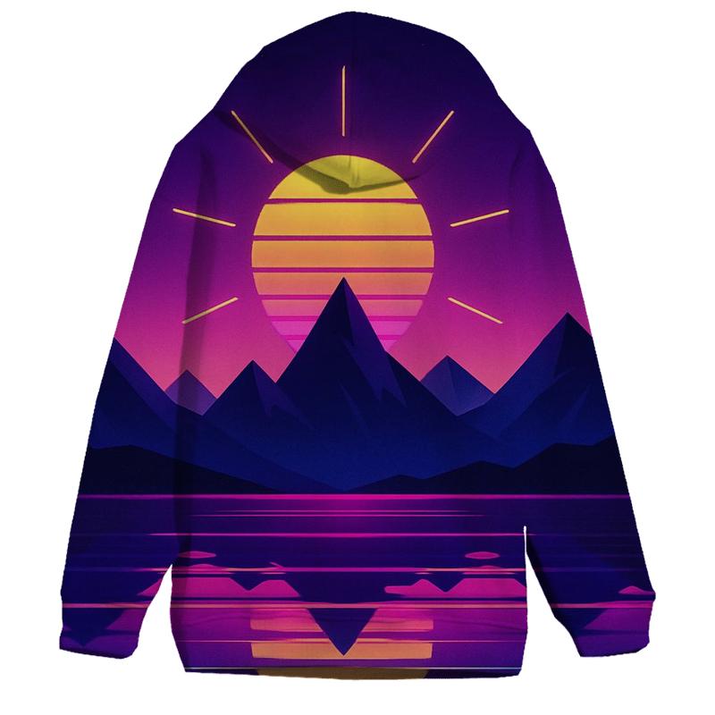 Synthwave Mountain Reflections pullover hoodies