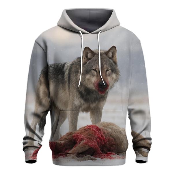 Snow Dusted Wolf At Carcass On Open Plain lightweight hoodies