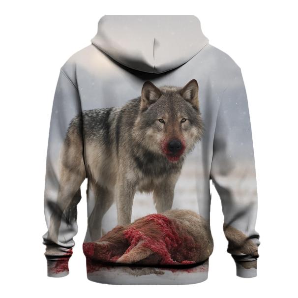 Snow Dusted Wolf At Carcass On Open Plain lightweight hoodies