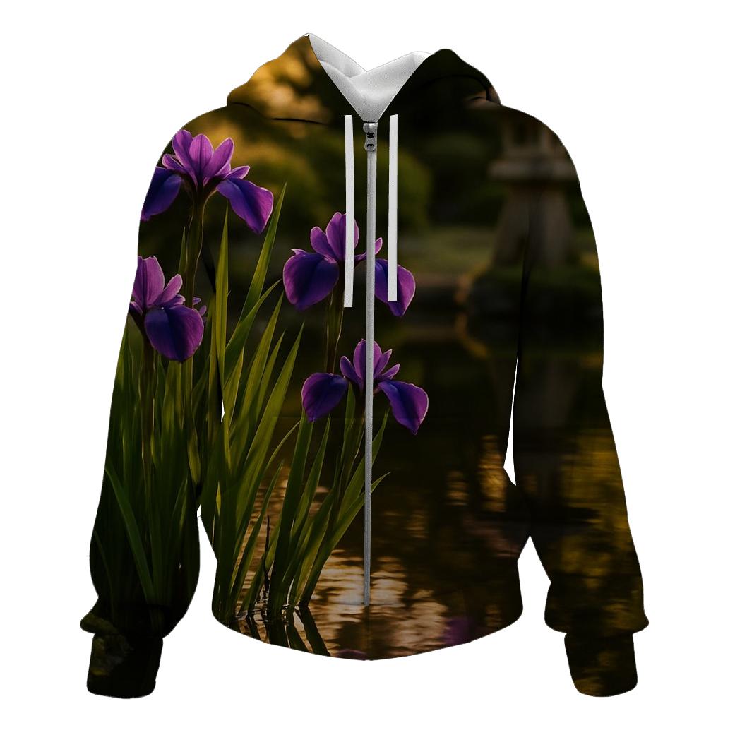 Iris Reflections At Traditional Garden Edge heavyweight hoodies