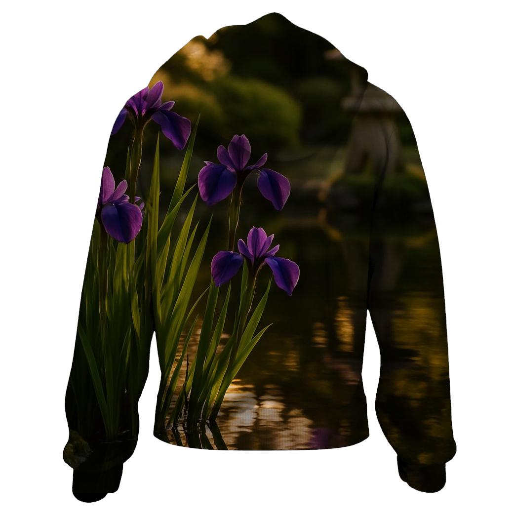 Iris Reflections At Traditional Garden Edge heavyweight hoodies