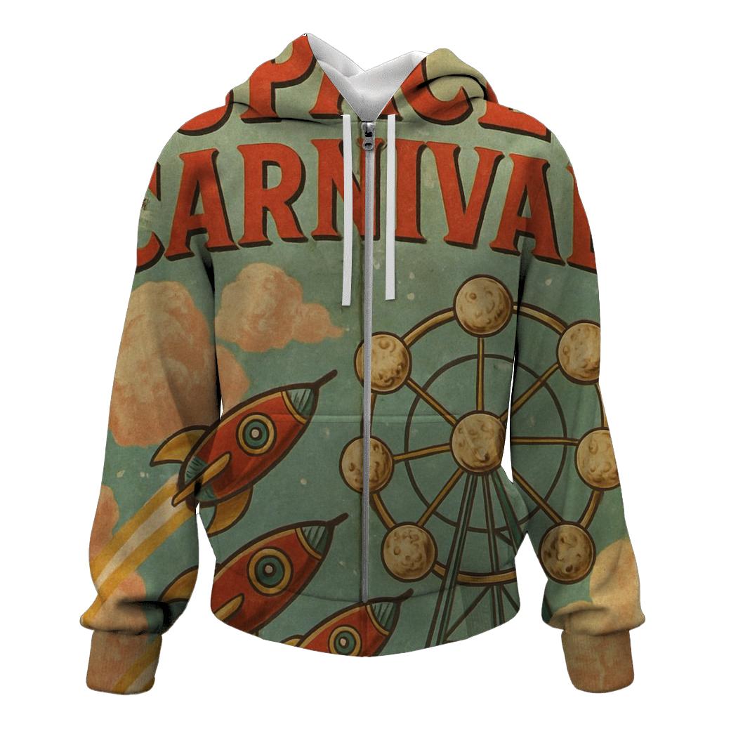 Distressed Retro Space Carnival Poster designer hoodies