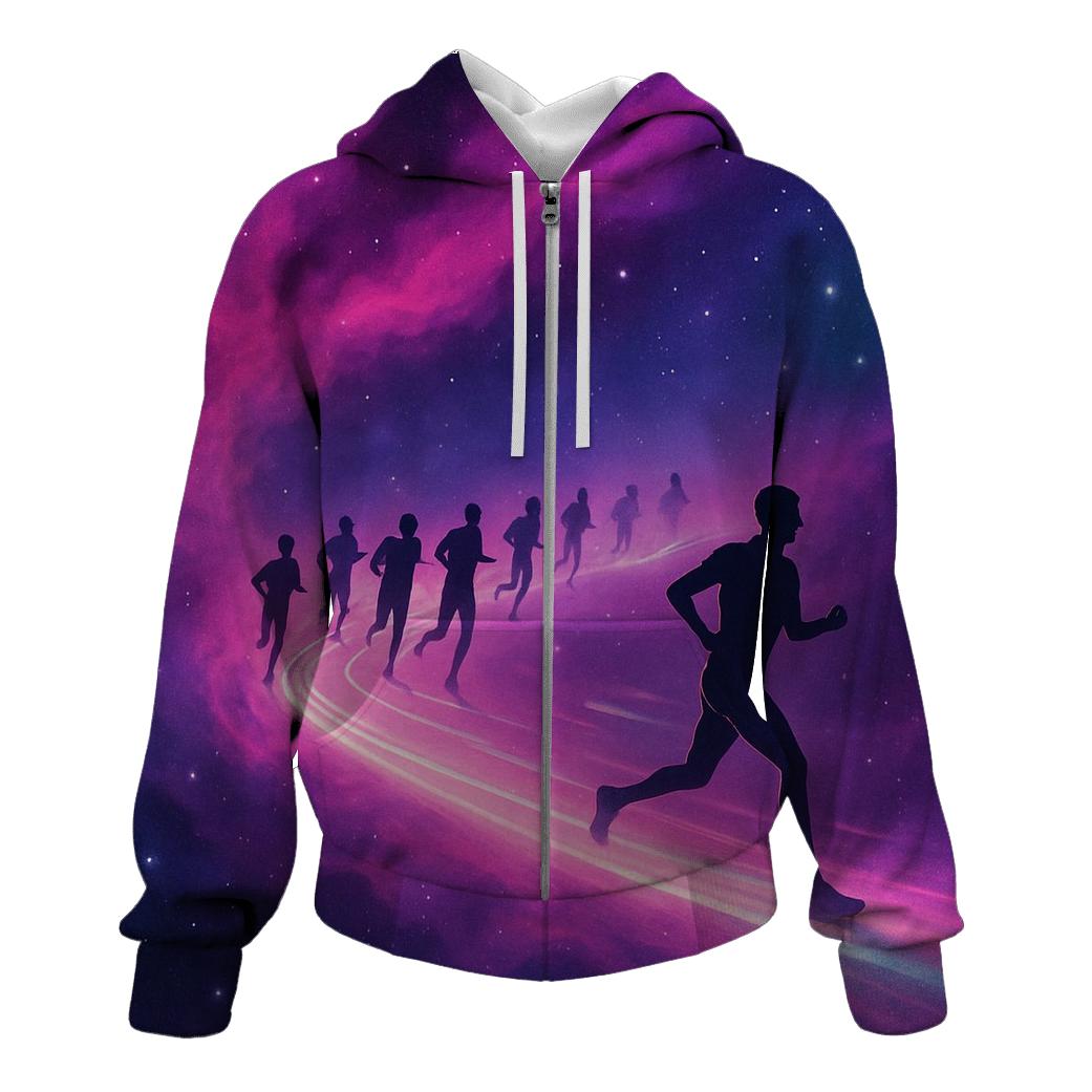 Cosmic Marathon Through The Nebula premium hoodies