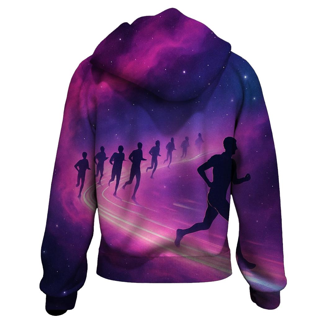 Cosmic Marathon Through The Nebula premium hoodies