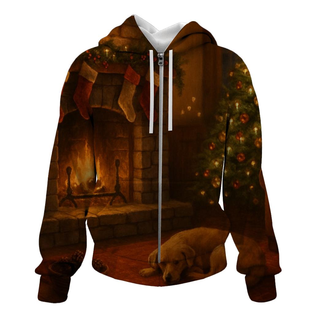 Christmas Eve Hearthside Glow graphic hoodies