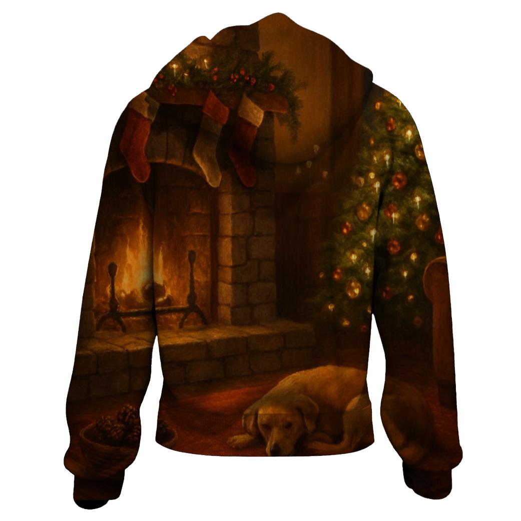 Christmas Eve Hearthside Glow graphic hoodies