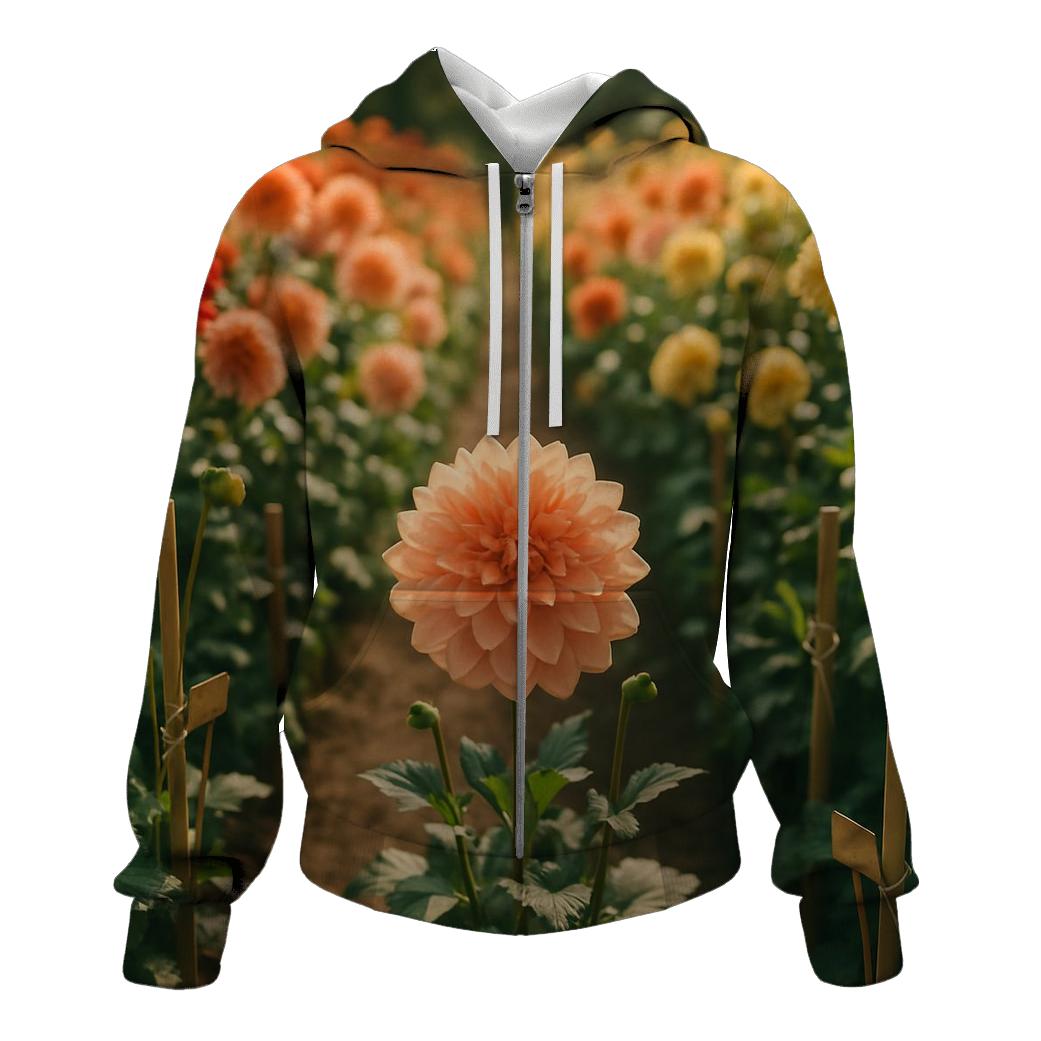 Sunlit Field Of Heirloom Dahlias lightweight hoodies