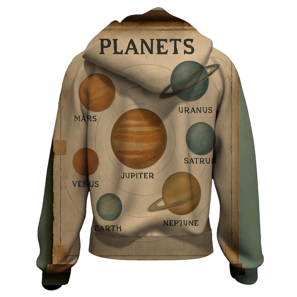Vintage Classroom Solar System Chart graphic hoodies