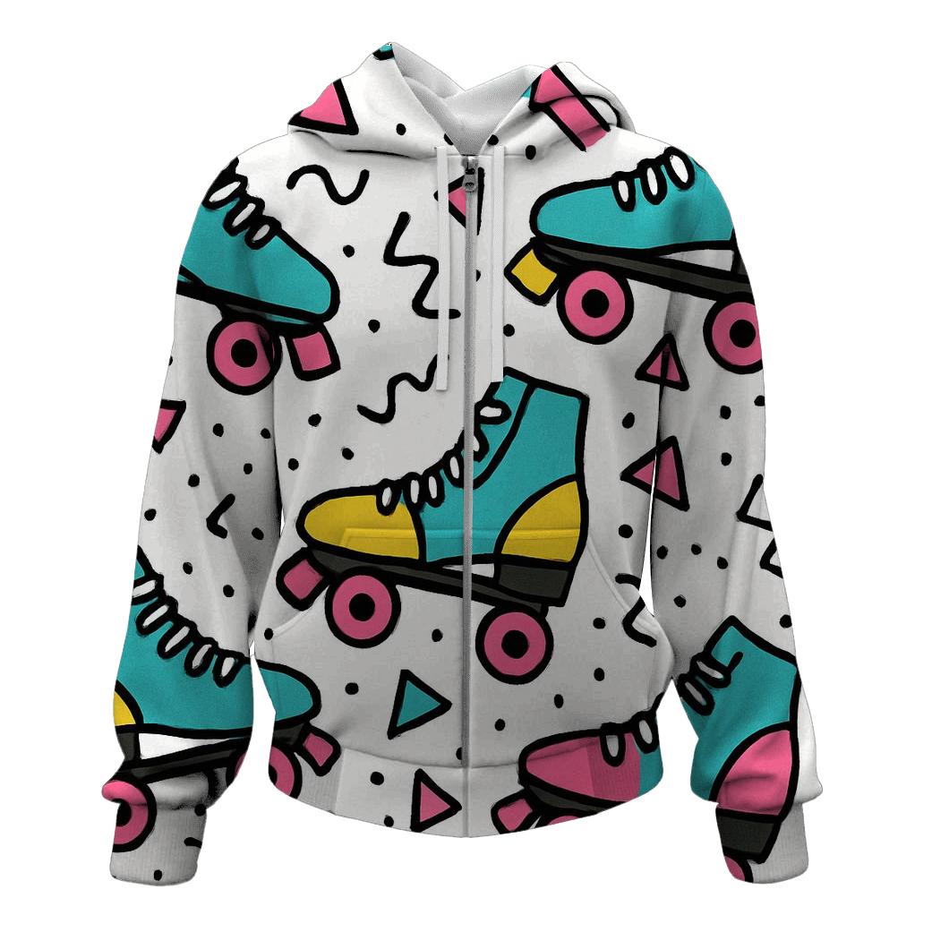 Memphis Roller Skates Pattern graphic hoodies