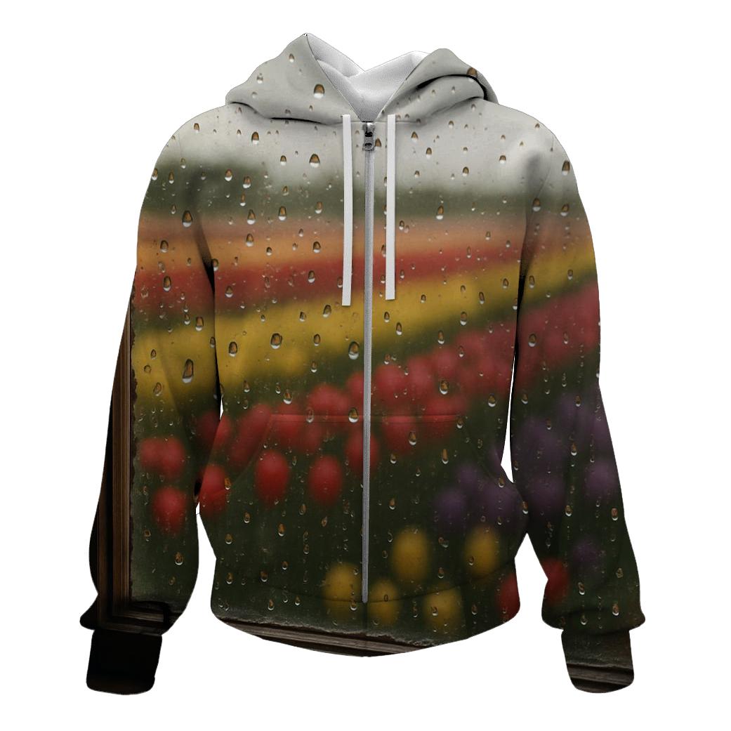 Raindrops On Window Framing Tulip Field hoodie trends