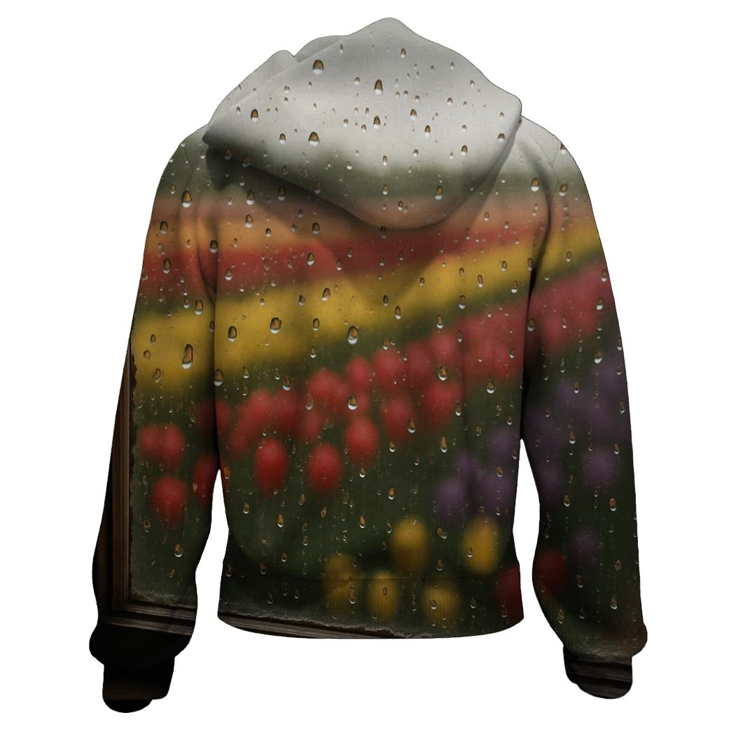 Raindrops On Window Framing Tulip Field hoodie trends