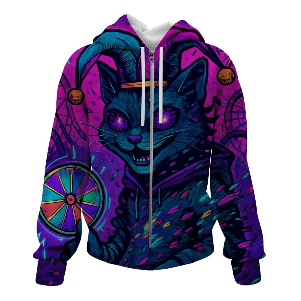 Glitched Carnival Cat hoodies fashion