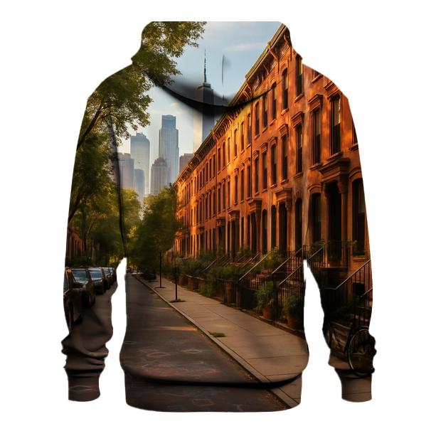 Brooklyn Brownstone Block With Distant Towers designer hoodies