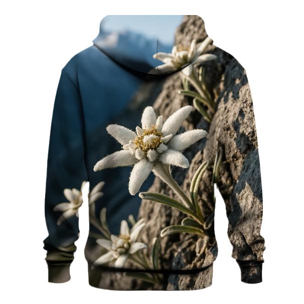 Wild Alpine Edelweiss On Rocky Ledge embroidered hoodies