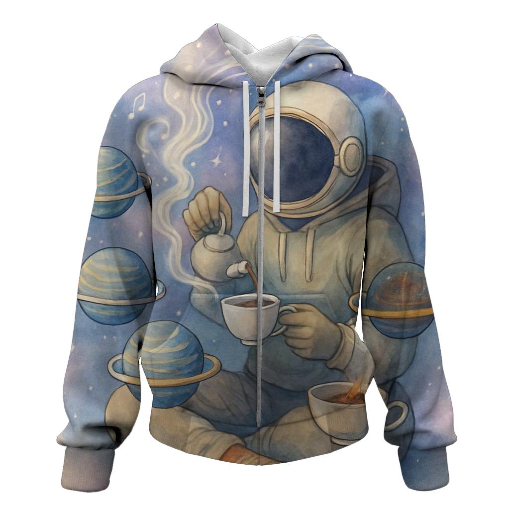 Tea Time Planet Shuffle graphic hoodies